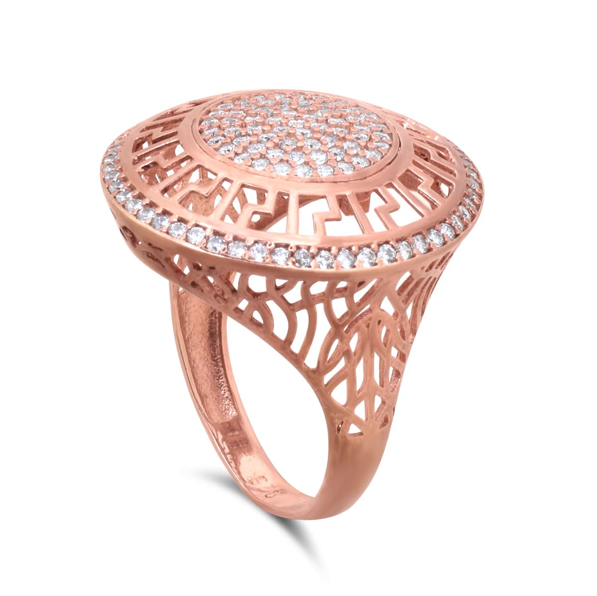 Ασημένιο δαχτυλίδι 925 με ροζ επιχρύσωση και ζιργκόν